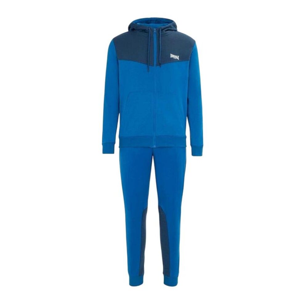 Lonsdale Mens Two Tone Cotton Blend Workout Tracksuit / Royal Blue/Navy